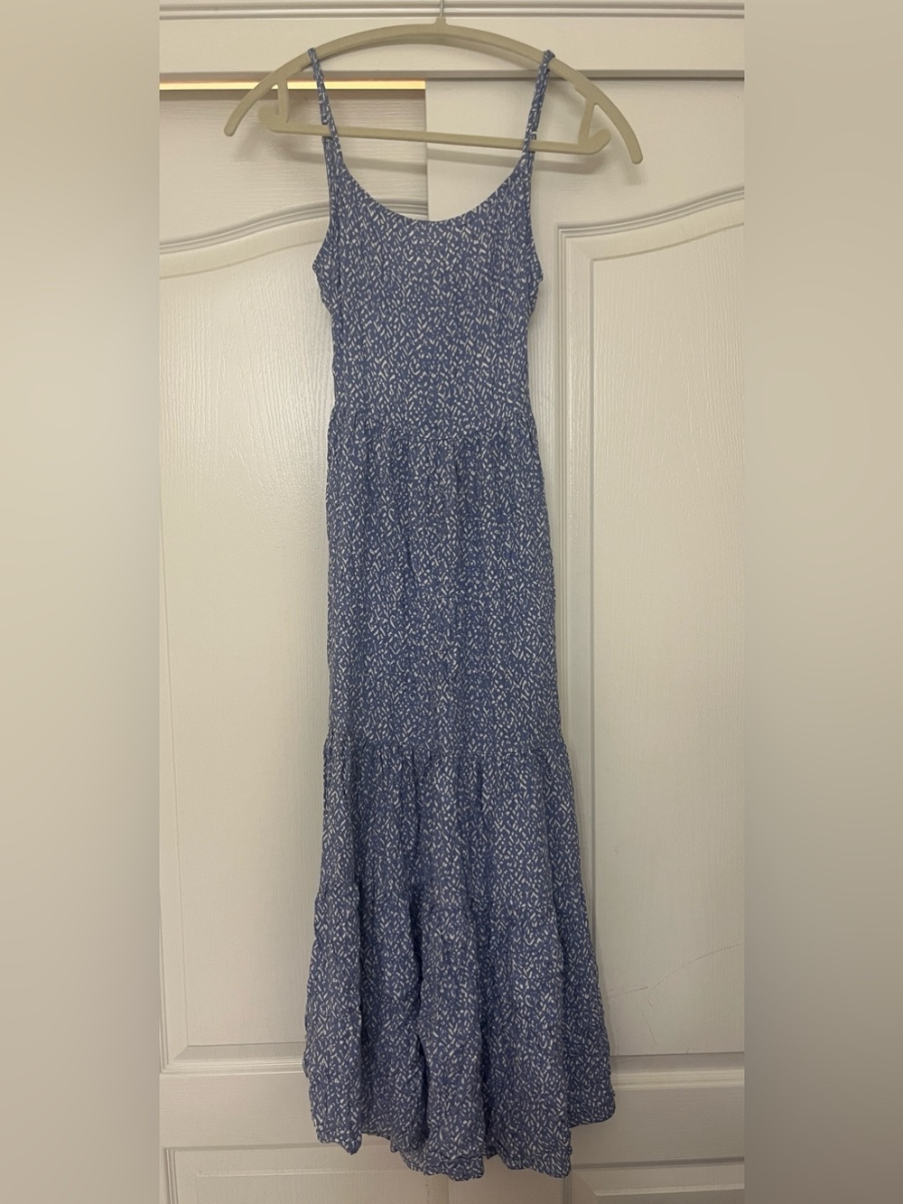 LUSH Blue Printed Spaghetti-Strap Maxi Dress